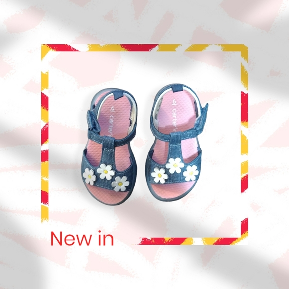 Toddler Girl Shoes Carter's Floral Light Up Sandals size 6 Blue and White - Picture 3 of 9